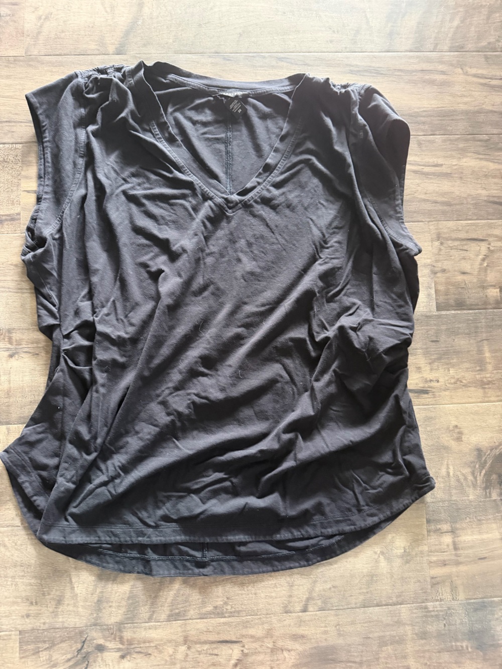Athleta Black Cotton Jersey Sleeveless Cinch Top